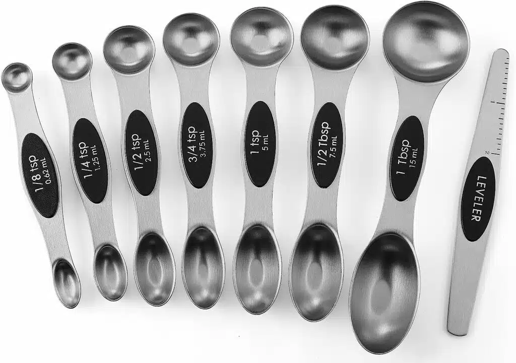 Duety 9 Pack Magnetic Measuring Spoon Set Stainless Steel Measuring Spoons  Stackable Double-sided Teaspoons Dual Sided Accurate Measuring Spoons for
